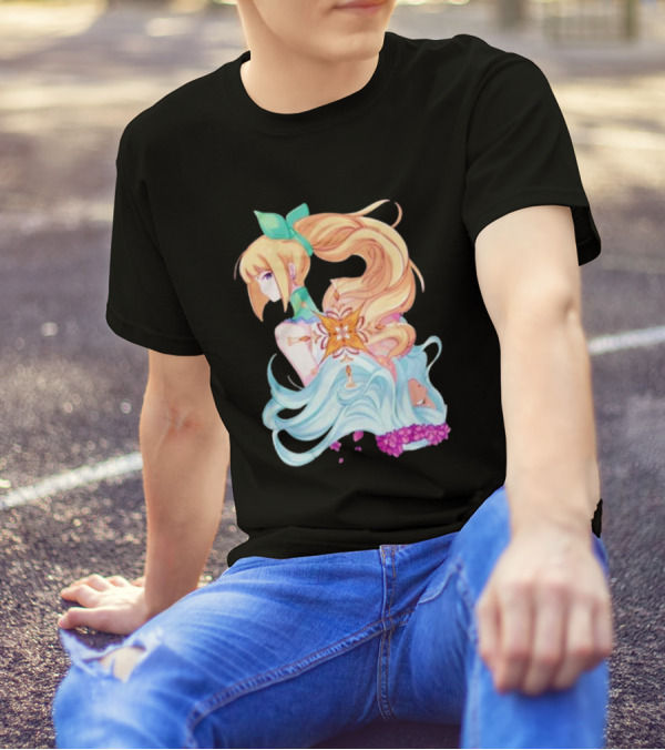 Virgo Versus The Zodiac Anime Illustration With Pastel Colors And Floral Elements T-Shirt