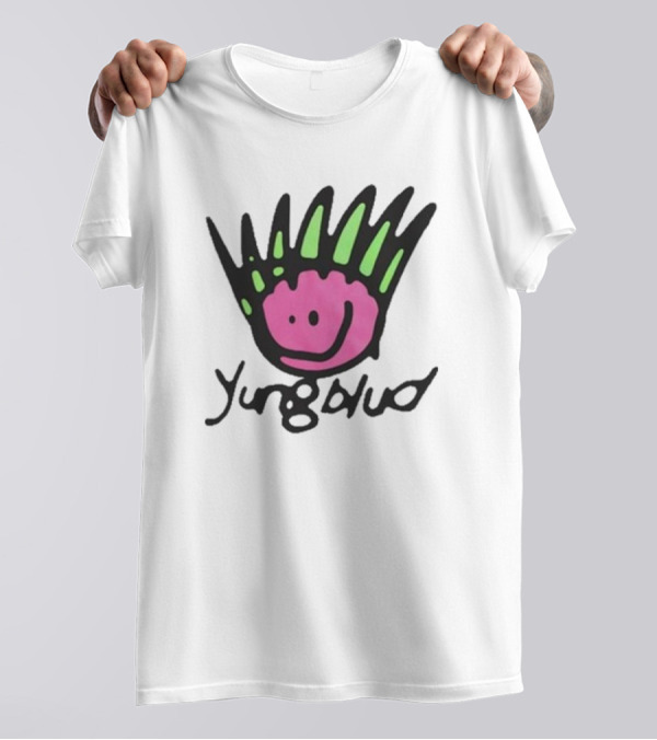 Yungblud Be Fookin Happy Pink Smiley Face With Green Spikes T-Shirt