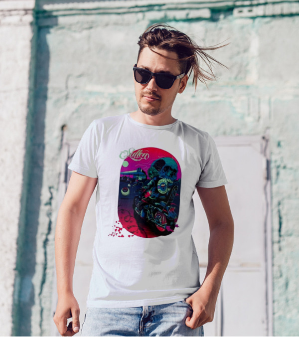Tkslowskill Sullen Skull Rider Neon Vibes T-Shirt