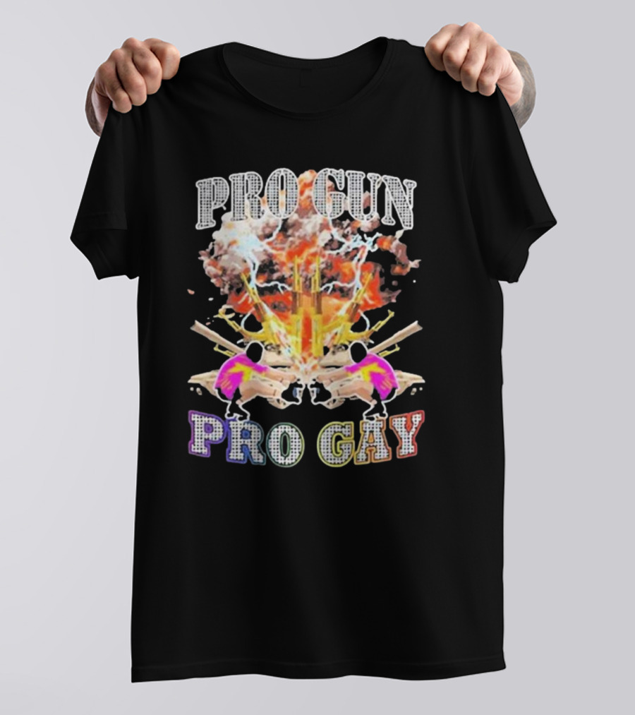 Pro Gun Pro Gay Explosion Duality T-Shirt