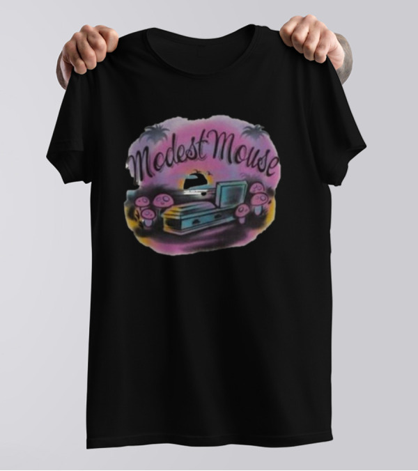 Modest Mouse Airbrush Sunset Coffin And Mushrooms Scene T-Shirt