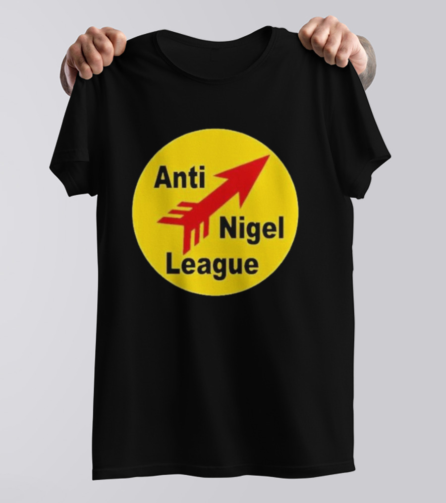 Anti Nigel League Red Arrow Emblem Yellow Circle T-Shirt