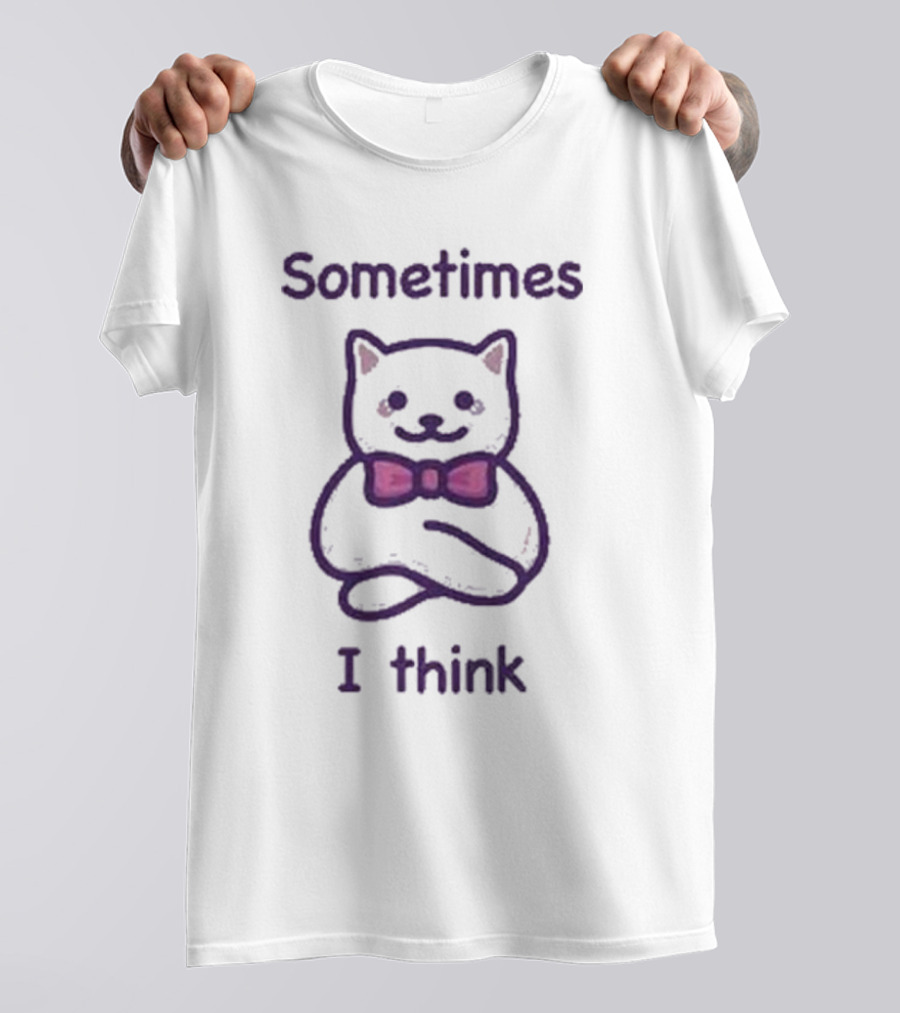 Cat Sometimes I Think Bow Tie Cartoon Purple T-Shirt