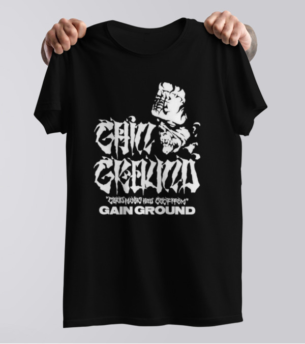 Gain Ground Grinning And Coffin Logo With Skull And Fist T-Shirt