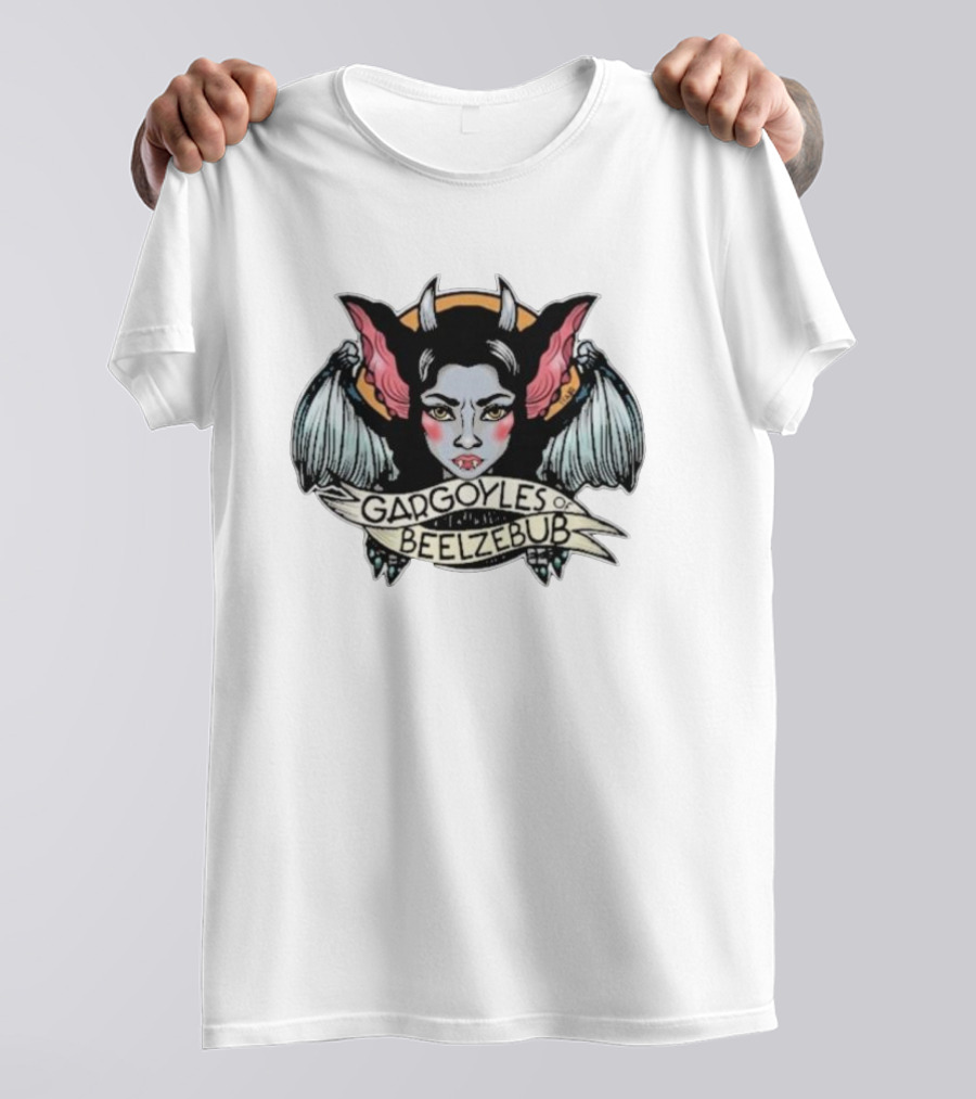 Gargoyles Of Beelzebub Gothic Demon Woman With Wings And Horns T-Shirt