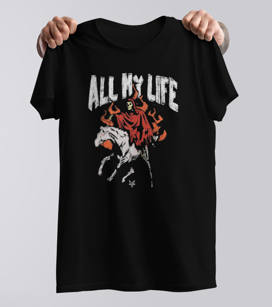 All My Life Reaper On Fiery Horse T-Shirt