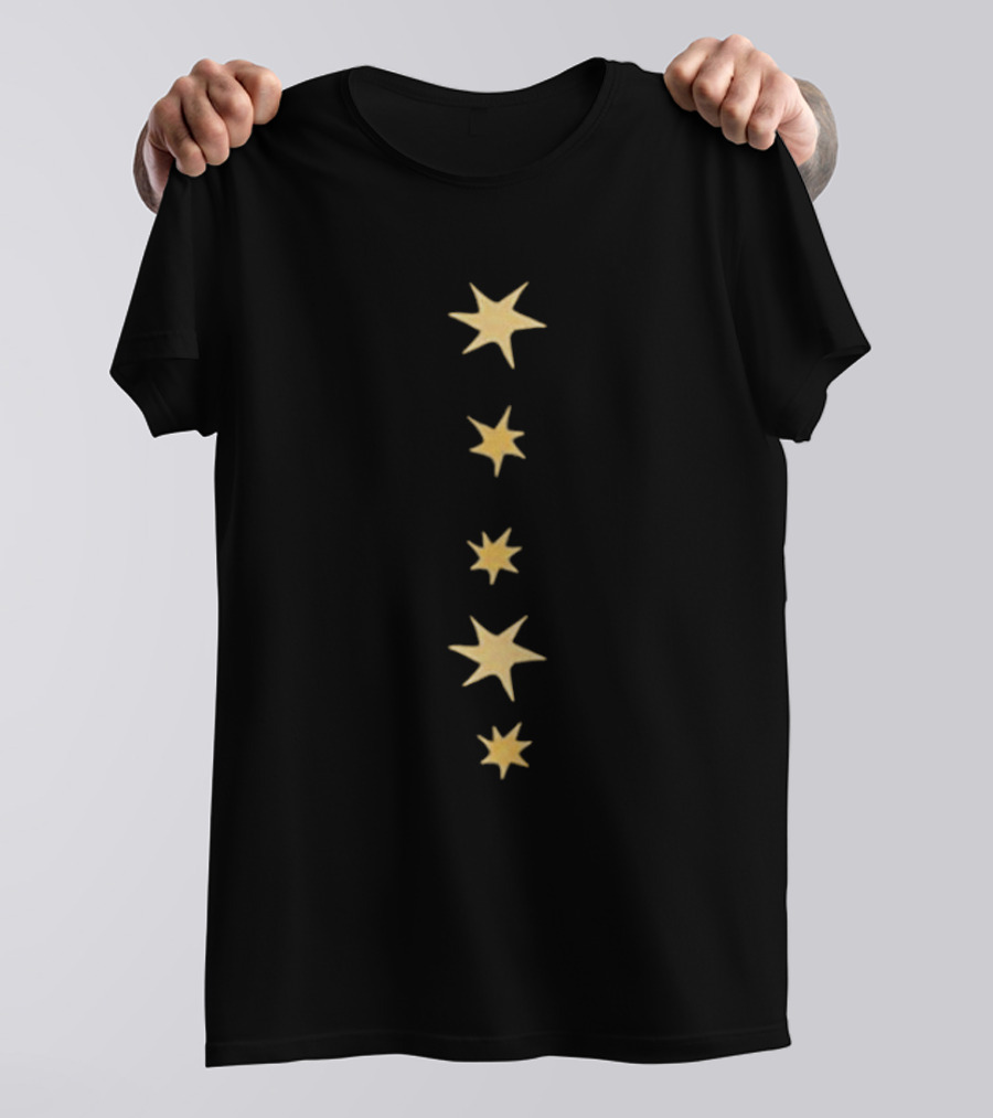 Lor2mg Starry Gold Stars Vertical Alignment T-Shirt