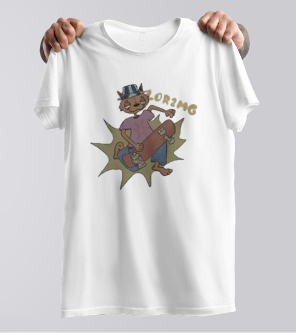Lor2mg Cartoon Cat Skater In Hat T-Shirt