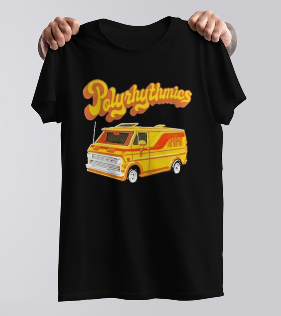Polyrhythmics Bright Yellow Van With Retro Red Stripes T-Shirt
