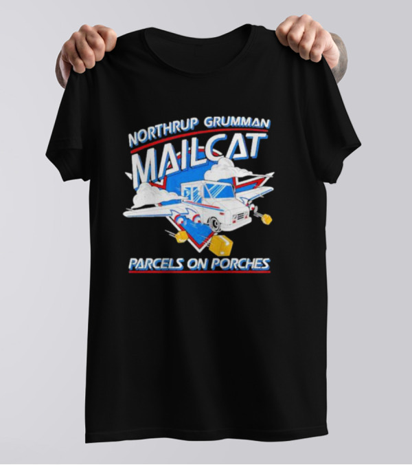 Northrup Grumman Mailcat Parcels On Porches Delivery Truck Clouds T-Shirt