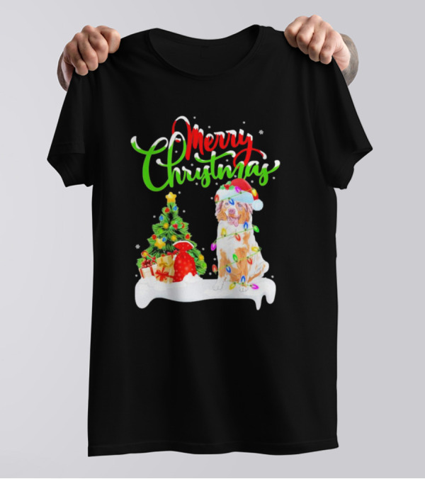 Merry Christmas Santa Australian Shepherd Dog Xmas Decorations T-Shirt