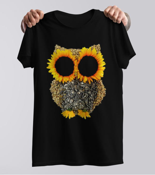 Sunflower Seed Owl With Bright Sunflower Eyes T-Shirt