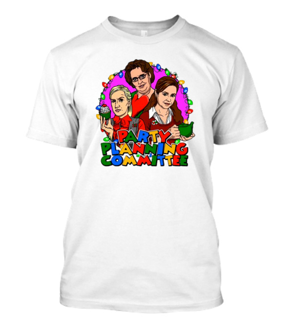 Party Planning Committee Christmas Lights Cupcake Green Teapot T-Shirt