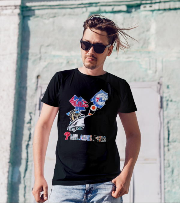 Philadelphia Eagles Phillies 76ers Union Flyers T-Shirt