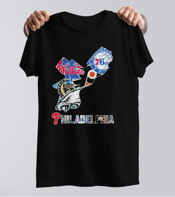 Philadelphia Eagles Phillies 76ers Union Flyers T-Shirt