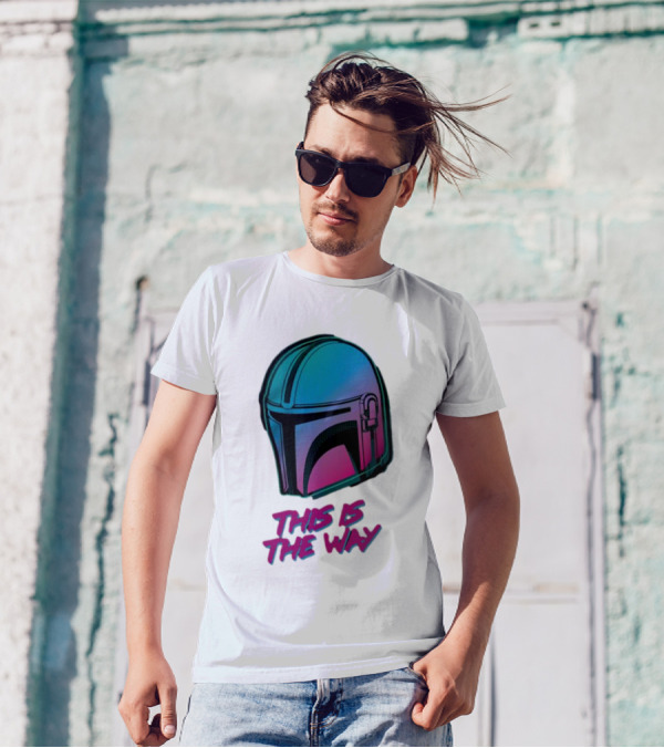 Star Wars The Mandalorian Helmet This Is The Way Neon T-Shirt