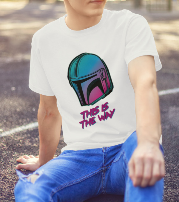 Star Wars The Mandalorian Helmet This Is The Way Neon T-Shirt