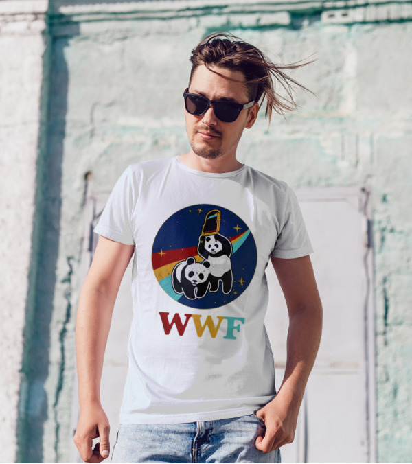 WWF Panda Bear Wrestling NASA Astronauts Space T-Shirt