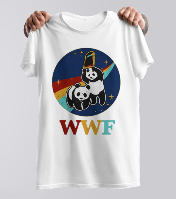WWF Panda Bear Wrestling NASA Astronauts Space T-Shirt