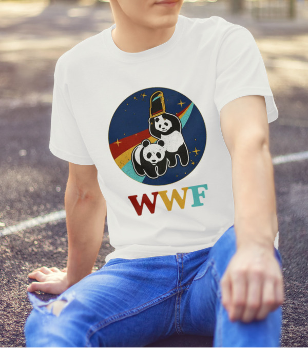 WWF Panda Bear Wrestling NASA Astronauts Space T-Shirt