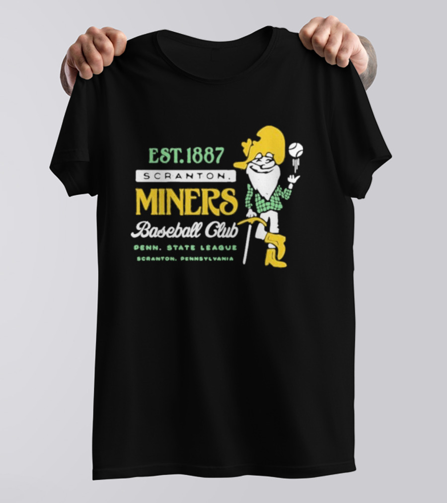 Est 1887 Scranton Miners Baseball Club Penn State League Scranton Pennsylvania Mascot T-Shirt
