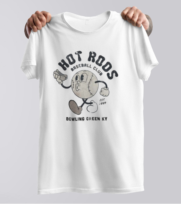 Hot Rods Baseball Club Bowling Green KY Est 2009 Vintage Cartoon Baseball Character T-Shirt