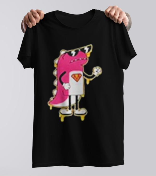 Mikina Mattem Dino Cartoon Character With Sunglasses And Superhero Emblem T-Shirt