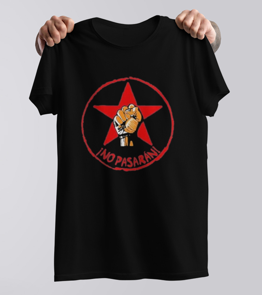 No Pasaran Red Star Fist Symbol Spanish Civil War T-Shirt