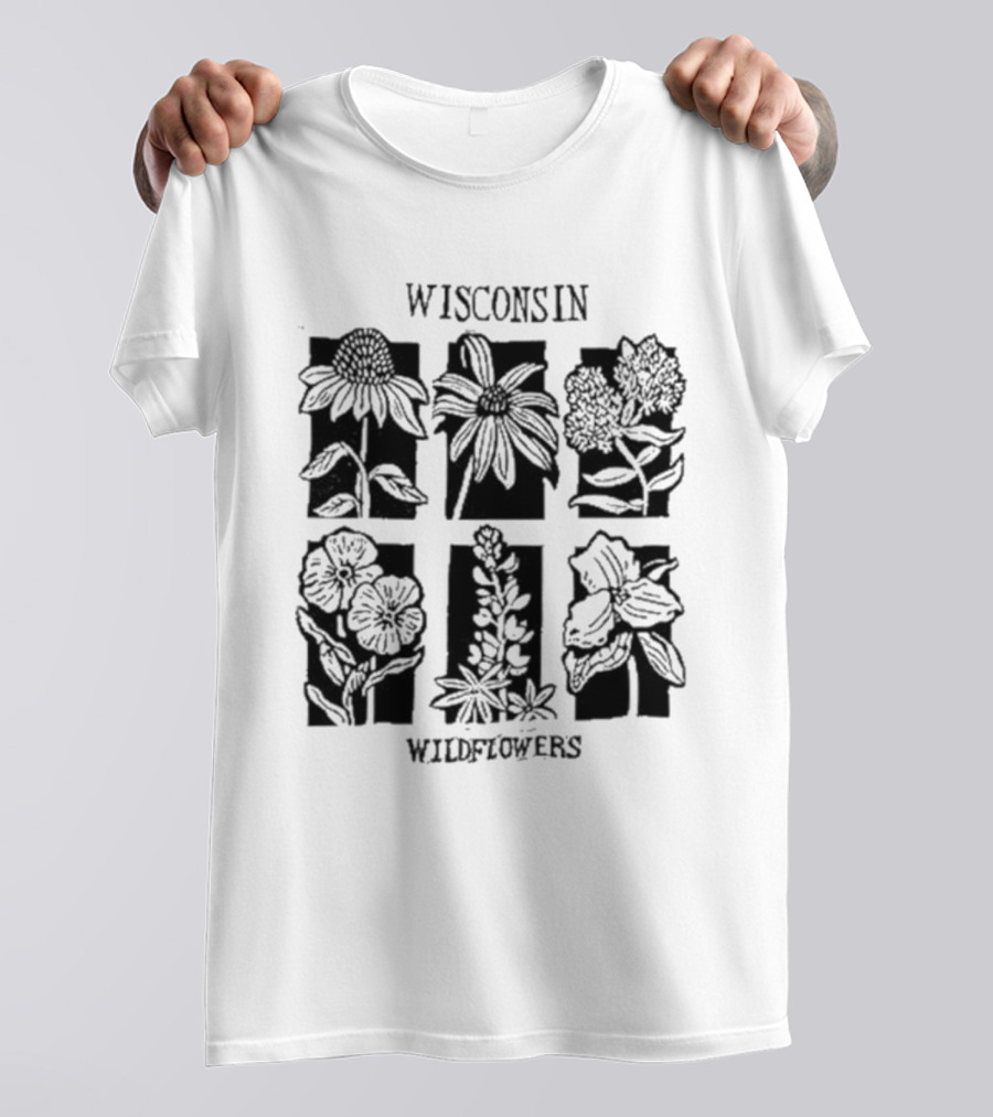 Wisconsin Wildflowers Sunflower Coneflower Milkweed Marigold Lupine Iris T-Shirt