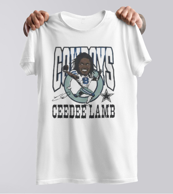 Cowboys Ceedee Lamb Number 88 Football Star Signature T-Shirt