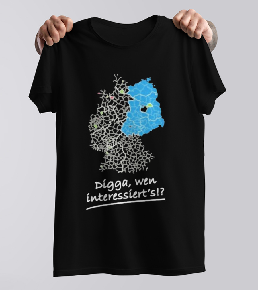Digga Wen Interessiert Map Outline Blue Highlight T-Shirt