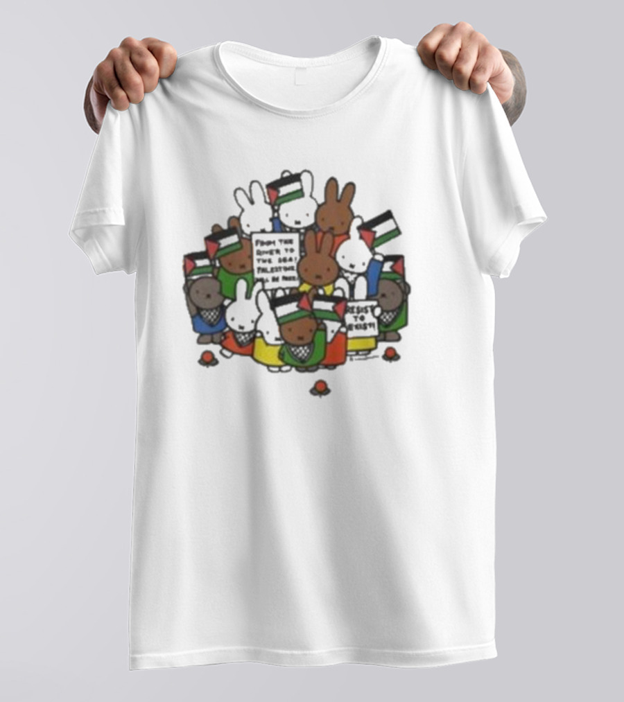 Freedom Fighting Bunnies With Flags And Colorful Outfits T-Shirt
