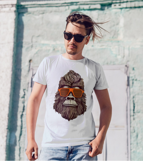Bigfoot Birthday Boy Cool Striped Sunglasses Animal Party T-Shirt