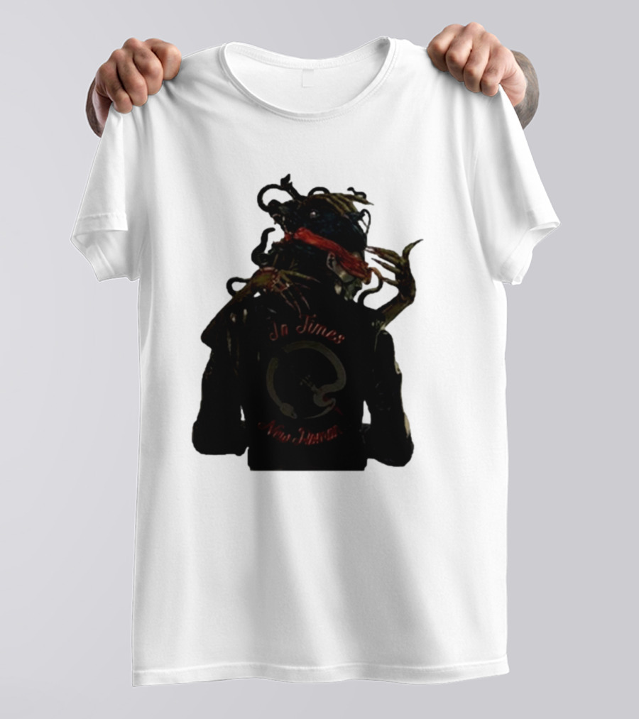 QOTSA In Times New Roman Blindfolded Figure With Entangled Hands T-Shirt