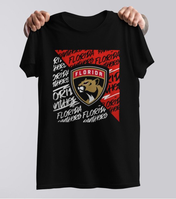 Florida Panthers Logo Text Florida Panthers Divide T-Shirt