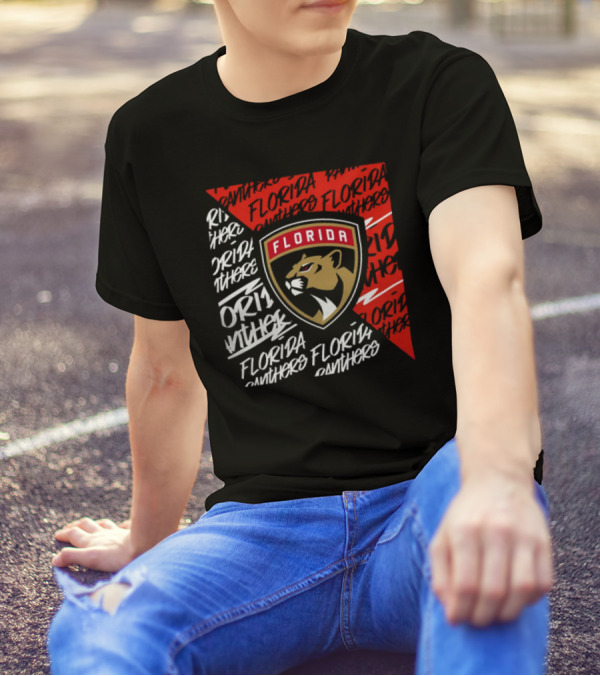 Florida Panthers Logo Text Florida Panthers Divide T-Shirt