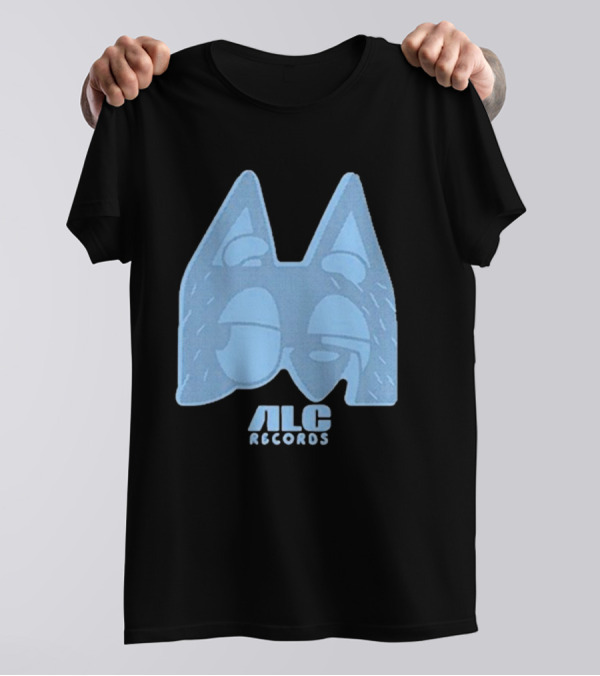 ALC Records Store Blue Cartoon Face Seasons Change T-Shirt