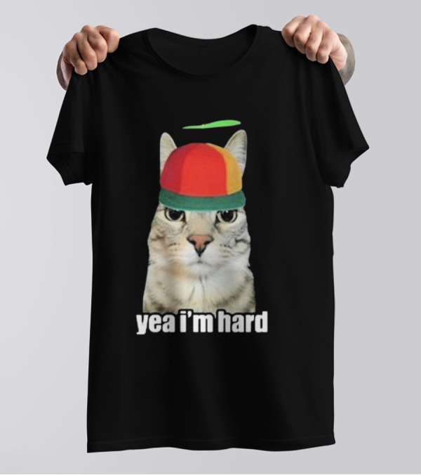Yea I'm Hard Cat In Propeller Hat T-Shirt