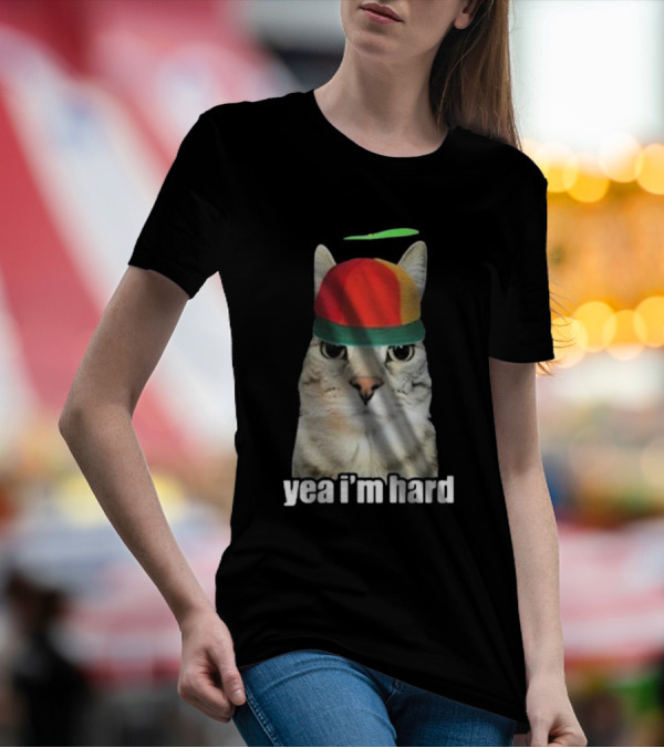 Yea I'm Hard Cat In Propeller Hat T-Shirt
