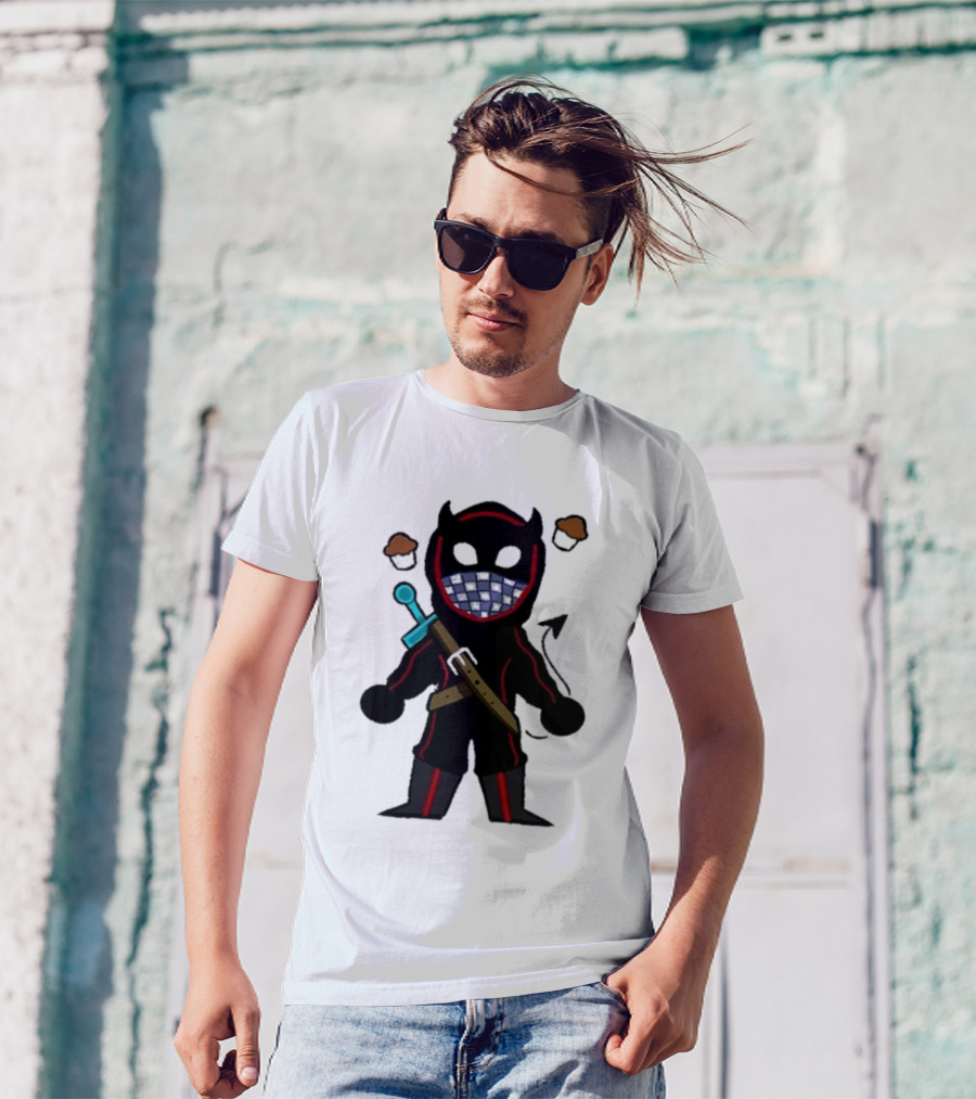 Coryxkenshin Badboyhalo Cute Cartoon Character With Sword And Muffins T-Shirt