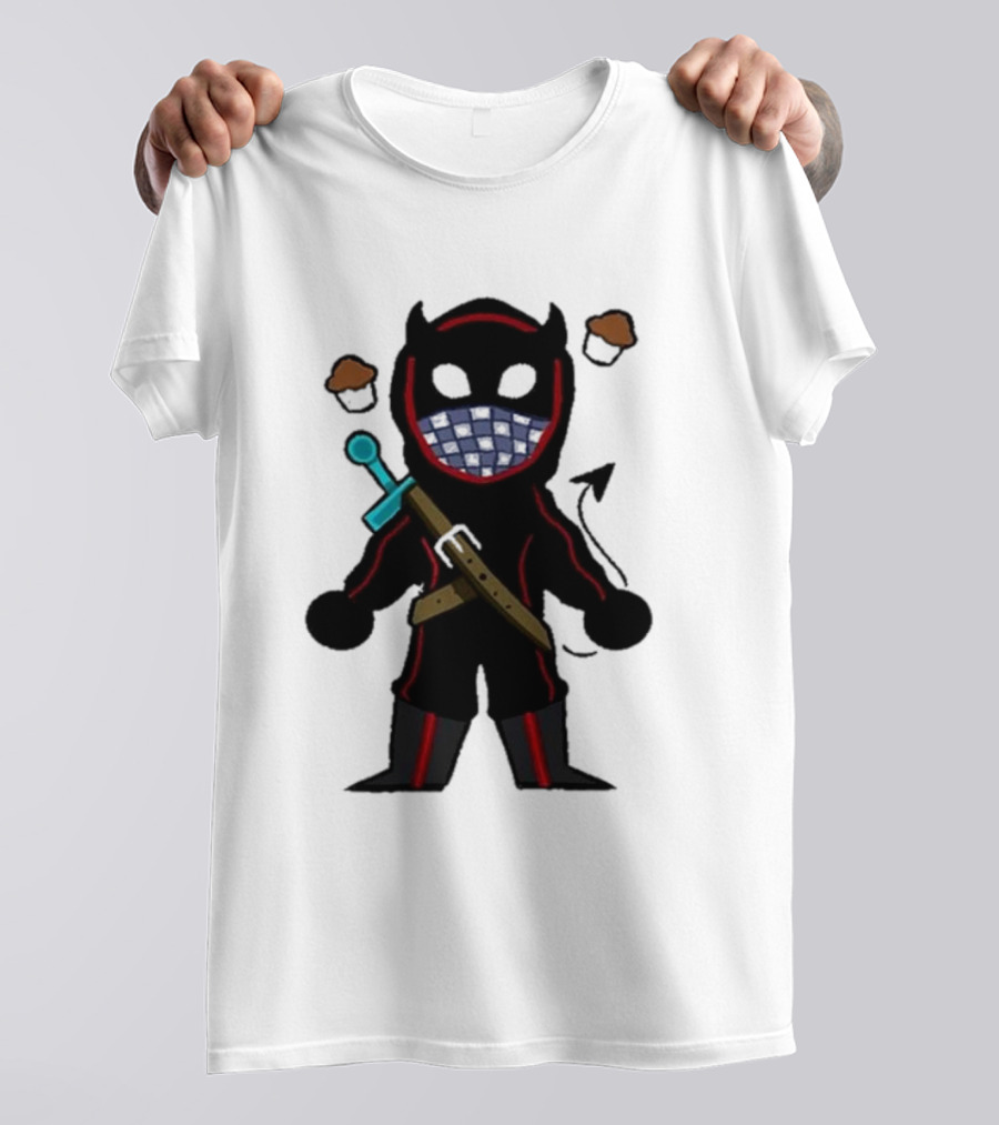 Coryxkenshin Badboyhalo Cute Cartoon Character With Sword And Muffins T-Shirt