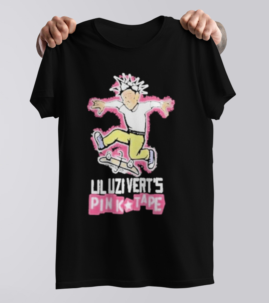 Lil Uzi Vert’s Pink Tape Skateboard Animation T-Shirt
