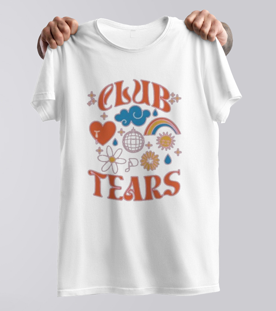 Little Mix Club Tears Rainbow Disco Heart Flowers T-Shirt