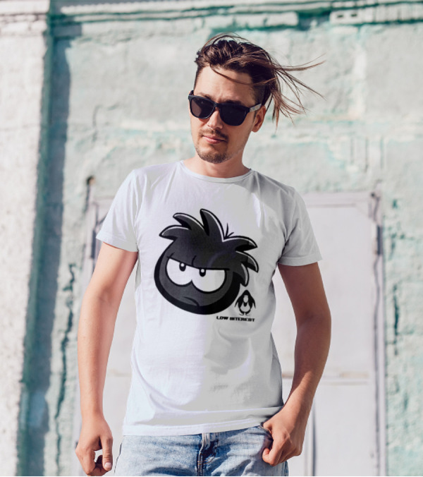 Low Interest Puffle Grumpy Face With Penguin T-Shirt