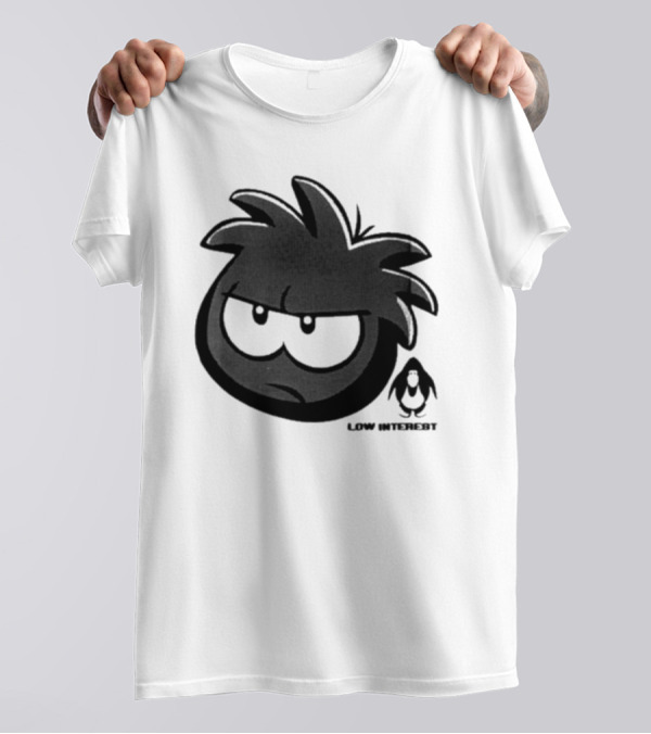 Low Interest Puffle Grumpy Face With Penguin T-Shirt