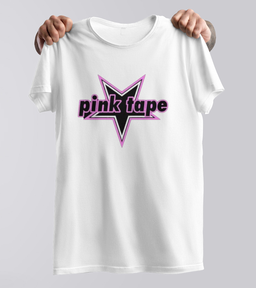 Pink Tape Star Icon Bold Black And Pink T-Shirt