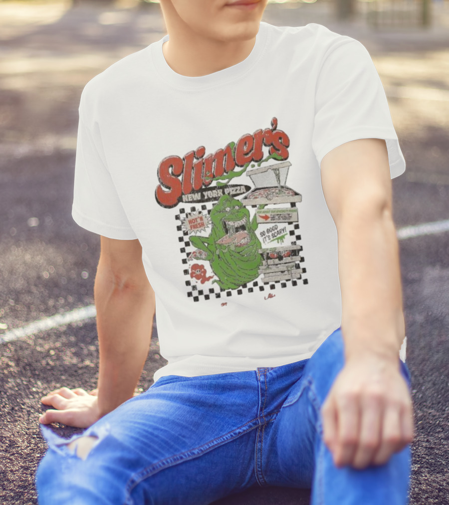 Slimer's New York Pizza Hot Fresh Delivery So Good It's Scary T-Shirt