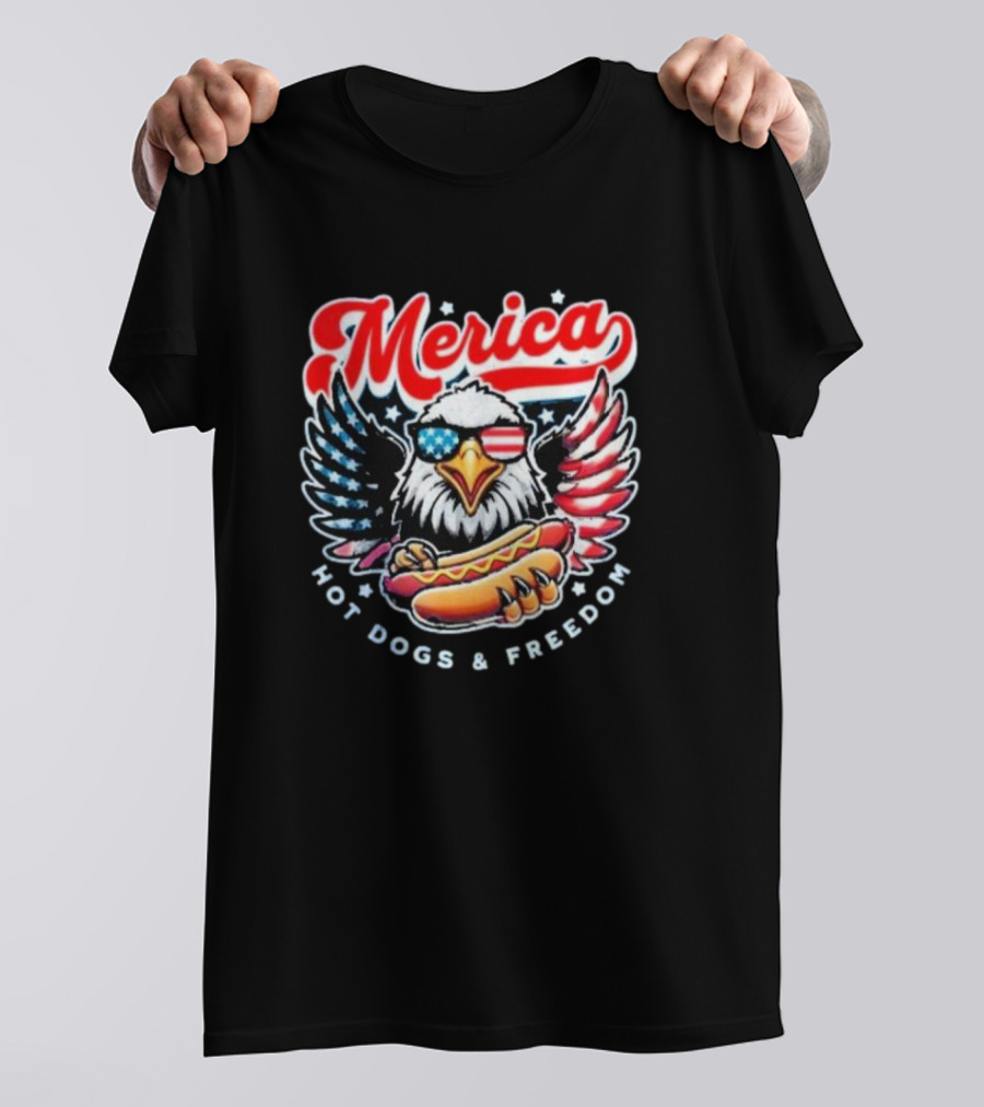 Merica American Eagle With Hot Dogs And Freedom T-Shirt