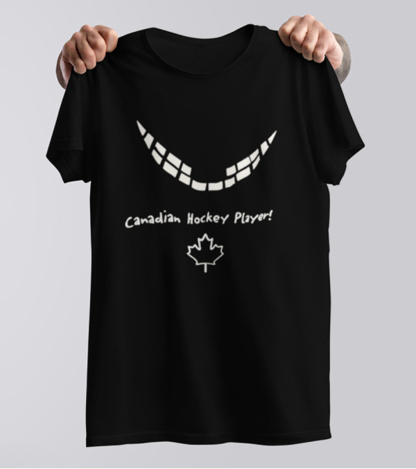 Canadian Hockey Player Smile Maple Leaf T-Shirt