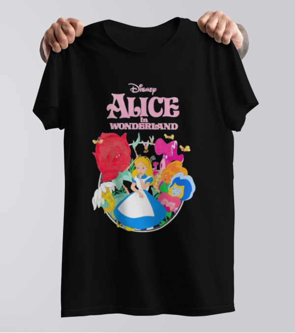 Disney Alice In Wonderland Flowers And Characters Classic T-Shirt